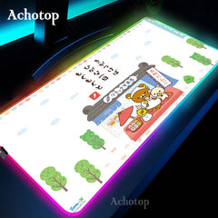 Cute rilakkuma RGB Computer Luminous Gaming MousePad Colorful Large Glowing LED Extended Illuminated Keyboard Blanket Desk Mat