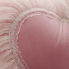 YICKYUE - Lace Love Heart-Shaped Cushion, Coral Velvet Sofa Bed Room Decor with Filling, Korean Garden, Princess Girl Gift, FG164