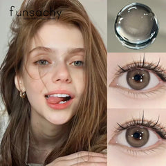 YICKYUE - 2PCS Natural Color Contact Lenses for Eyes with Diopter Myopia Yearly Use green Beauty Pupils grey colorcon Nature Lens