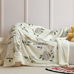 YICKYUE - Printed Autumn Winter Warm Throw Blankets Soft Coral Fleece Warmth Thicken Bedspread Imitation Lambswool Sofa Bed Cover Blanket