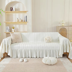 YICKYUE - Cream Wind Couch Slipcover Sofa Covers with Lace Edge Sofa Cover for Living Room Dogs Pet Furniture Protector Blanket Home Decor