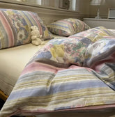 YICKYUE - French vintage pastoral flower bedding set girl,twin full queen king retro cotton home textile bed sheet pillow case quilt cover