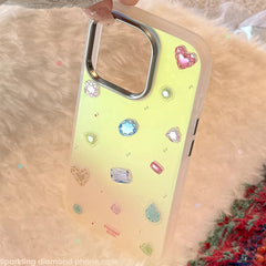 Gilding Laser Colorful Gemstone Pattern Plating Laser Phone Case for IPhone 17 13 14 15 16 Pro Max Shockproof Protective Cover