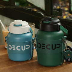 1100ml Portable Outdoor Sport Vacuum Flask Double Stainless Steel Thermos Mug With Straw Climbing Camping Travel Thermal Bottle
