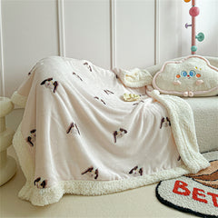 YICKYUE - Printed Autumn Winter Warm Blankets for Throw Soft Coral Fleece Warmth Thicken Bedspread Imitation Lambswool Sofa Cover Blanket
