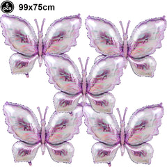 YICKYUE - 5Pcs 40inch Large Butterfly Foil Balloons Colorful Butterfly Balloon Girl Birthday Party Wedding Decorations Baby Shower Globos