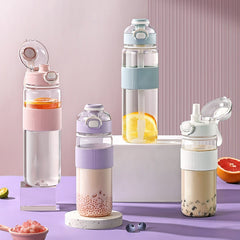 1100ml/720ml Fashion Healthy Material Water Bottle With Straw Large Capacity Sport Drinking Plastic Bottles Eco-Friendly