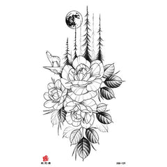Fake Tattoo Sticker For Men Women Children Tiger Wolf Death Skull Temporary Tattoo Fake Henna Skeleton King Animal Tatoo