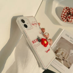 Little Red Flower silicone phone case cute shell capa for iphone 11 12 mini pro max 7 8 plus xs max x xr flower cover conque