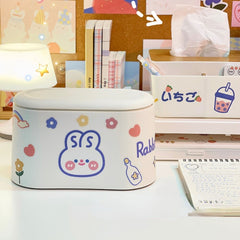 Nordic Desktop Trash Can Organizer Japanese Cute Bomb Cover Press Storage Box Double-layer Paper Basket Storage Bucket Kawaii