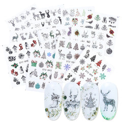 12pc New Year Nail Art Transfer Sticker Set Christmas Winter Decals Snowflakes Sliders Wraps Manicure Decorations TRSTZ892-905-1