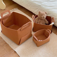 Collapsible Felt Storage Basket Foldable Bin Organizer with Handles Dirty Clothes Basket Toy Storage Box Sundries Storage Basket