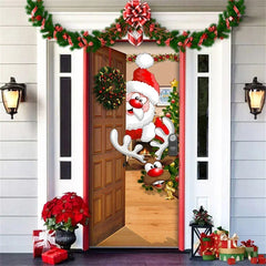 YICKYUE - New Year Christmas Background Decoration Hanging Cloth Christmas Door Background Cloth Party Decoration Tapestry Door Cover 2025