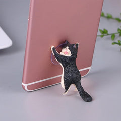 1pc Cat Figurine Miniature Cat Sucker Design Phone Holder mini fairy garden Cartoon statue craft Home Car Decorative Gift