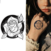 YICKYUE - 1pc Realistic Black Rose Flower Temporary Tattoos Fake Waterproof Tatoo Body Art Arm Leg Floral Peony Bloosom Tattoo Stickers