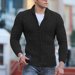 Hearujoy Fashion Solid jacquard Knitwear Men Long sleeved V-neck Button knitted cardigan Autumn Winter Slim Fit Tops Sweater Coat Male