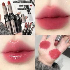 YICKYUE - Double Head Raincoat Lipstick Matte Mirror Lip Glaze Crystal Lip Tint Oil Clear Water Light Lip Gloss Lasting Non-stick Makeup