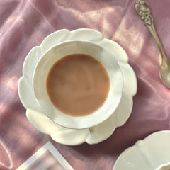 YICKYUE - British Style Ceramics Coffee Cup Saucer Retro White Porcelain Teacup Home Office Drinkware Cups Saucers Handmade Tea Cup