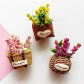 Yickyue Buy 5 Get 1 Flower Basket Fridge Magnets Immortal Flower Decorated Basket for Refrigerator Magnetic Stickers Fabrics Flower Home