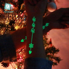 Christmas Luminous Tattoo for Children Cute Design Glow Sticker Face Arm Leg Body Art Tattoo 210*150Mm