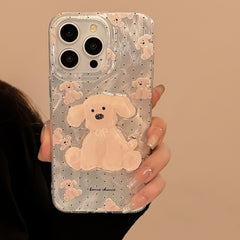 YICKYUE - halloween screensavers Niche Ins Doll Dog Bracket Phone Case Apple 15promax for Iphone13/16 Feather Yarn 14 Cute