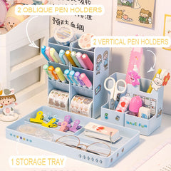 Lnclined Pen Holder Creative Multifunctional Children's Female Pen Holder Desk Large Capacity Stationery Storage Box For Pupils