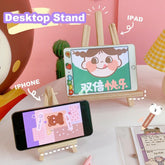 1pc Phone Holder Bracket IPad Tablet Stand Wooden Mobile Phone Tabletop Holder Organization Supplies for Stationery Cute