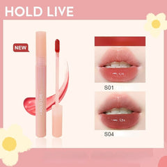 HOLD LIVE New Small Powder Stick Water Mist Lip Glaze Fine Flash Nude Makeup Matte Long Lasting Non-stick Cup Natural Lip Makeup