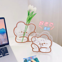 Nordic Acrylic Vase Cute Bear Flower Vase Geometric Art Living Room Decoration Flower Decoration Bottle