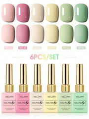 YICKYUE - 6pcs 15ml colorful Gel Nail Polish Set, Long-Lasting UV LED Nail Art Varnish, Semi-Permanent, Lead-Free, Unscented Gel Form