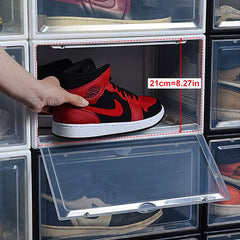 2pcs AJ Sneakers Box Hardened plastic shoe box Stackable Cabinet Storage Box high-top Dustproof AJ shoes organizers Shoe Rack
