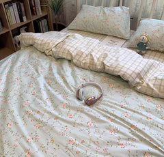 YICKYUE - fashion fresh rustic flower bedding set 1.2 1.5 1.8,twin full queen nordic cotton home textile bed sheet pillow case quilt cover