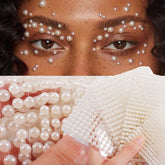 Yickyue 3D Pearl for Eyes Face Makeup Temporary Tattoo Self Adhesive Beauty White Pearl Jewels Stickers Festival Body Art Decorations
