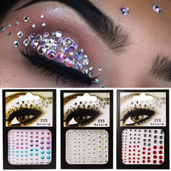 Yickyue 9 Colors Tattoo Sticker Glitter Diamond Makeup Eyeliner Eyeshadow Face Rhinestone Sticker Jewelry Eyes Makeup Crystal Stickers