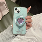 YICKYUE - Ins Splash Ink Love Rhinestone Decoration With Holder Magnetic Wireless Charging Cover Case For iPhone 15 14 13 12 11 Pro Max