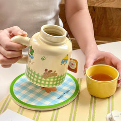 YICKYUE - Large Capacity Cup Water Kettle Kettles Women Gilr Cute Color Ceramic Lid Tea Mikl Coffee Cups Water Set Kitchen Acceesories