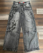 Hearujoy 90s Streetwear American New Printed Washed Baggy Jeans Men Y2K Street Fashion Vintage Harajuku Casual Gothic High Waist Wide Leg Pants Trousers