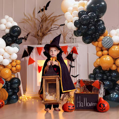 YICKYUE - 176PCS Halloween Balloon Garland Arch Kit Orange Black White for Halloween Theme Party Baby Shower Indoor Outdoor Decorations