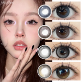 YICKYUE - 1Pair New Natural Eye Lenses Colored Contact Lenses for Eyes with Degree Myopia Lenses Fashionable Brown Beauty Pupil