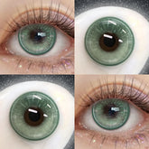 YICKYUE Green Myopia Colored Contact Lenses Half-Yearly 2Pcs Small Pupil Natural Beauty Prescription Lens for Students Dating