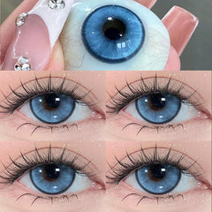 Blue Myopia Contact Lenses for Eyes Color Lenses Cosplay Natural Pupil Beauty Cosmetic Blue Contacts Yearly 2pcs/pair