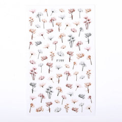 1 Sheet Flower Leaf Tree Green 3D Bronzing Nail Art Stickers Black White Sliders Summer DIY Decals for Nail Art Decoration