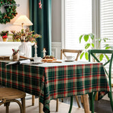 Yickyue Gerring Christmas Tablecloth Dyed Green Plaid Holiday Village Home Textile New Year Rectangular Tablecloths Dining Table Cover