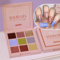 1 Palette 9 Color Solid Cream Gel Soak Off UV/LED Polish Lacquer Salon Gel Polish Varnish Decorations Tool Set Nail Art Nail Gel