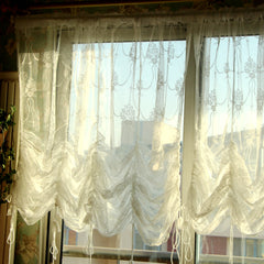 YICKYUE - British pastoral bridal bouquet drawstring pull-up waterfall water wave curtain lace gauze curtain window