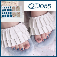 22tips/sheet Toe Nail Stickers Waterproof Fashion Toe Nail Wraps Nail Art Full Cover Adhesive Foil Stickers Manicure Decals
