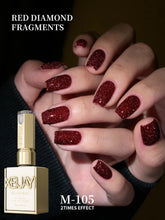 YICKYUE - Red Glitter Diamond Nail Polish, Sparkling Reflective Red with Glitter, Soak Off UV/LED Manicure, for Home & Salon Use