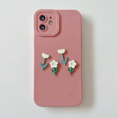 3D Tulip flower soft silicone phone case for iphone 7 8 plus 13 12 mini 11 pro max x xr xsmax cute ins shockproof cover capa