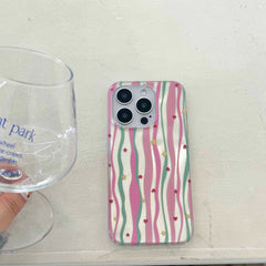YICKYUE - Dopamine Colorful Stripe Sand Shiny Coque For Iphone 13Pro 15Pro 13 12 14 15 Pro Max 13Pro 15ProMax Ins Love Stars Phone Case