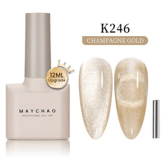YICKYUE - 12ML Cat Eye Gel Nail Polish Rainbow Magnetic Nail Polish with Magnet Soak off Holographic for Nail Art Manicure Salon